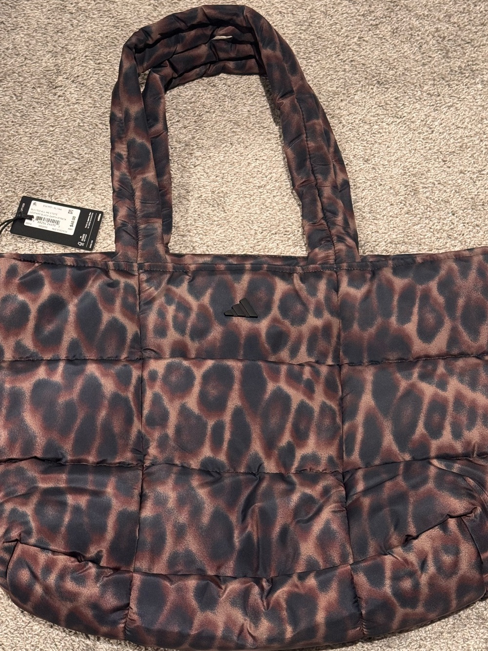adidas Quilted All Me 3 Leopard-Print Tote in Brown and Black